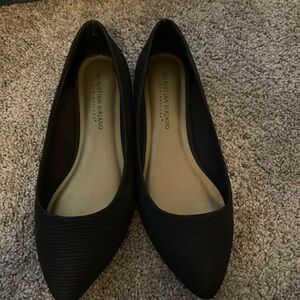 Christian Siriano Womens Gigi Black Pointed Toe Solid Size 7.5W Ballet Flat Shoe